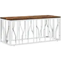 Syfax Couchtisch Edelstahl und Massives Altholz