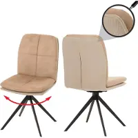 Mendler 2er-Set Esszimmerstuhl HWC-M68, Küchenstuhl Lehnstuhl, drehbar Auto-Position, Metall Stoff/Textil beige