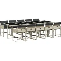 Syfax 11-tlg. Garten-Essgruppe mit Kissen Hellgrau Poly Rattan