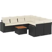 Syfax 9-tlg. Garten-Sofagarnitur mit Kissen Schwarz Poly Rattan