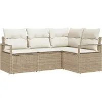 Syfax Sofa Set 4 stk. Beige und Weiß Poly-Rattan