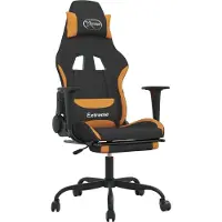 Syfax Gaming-Stuhl mit Massage & Fußstütze Schwarz und Orange Stoff