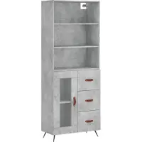 Syfax Highboard Betongrau 69,5x34x180 cm Holzwerkstoff