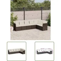 The Living Store 7-tlg. Garten-Sofagarnitur mit Kissen Braun Poly Rattan