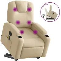 Sonstiges Massagesessel mit Aufstehhilfe Creme Stoff
