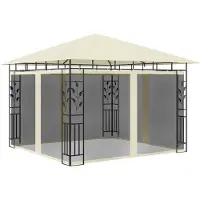 The Living Store Pavillon mit Moskitonetz 3x3x2,73 m Creme 180 g/m²