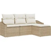 Syfax Sofa Set 4 stk. Beige und Creme Poly-Rattan