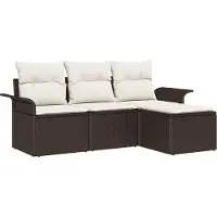 Syfax Sofa Set 4 stk. 4-Sitzanzahl Braun und Creme Poly-Rattan