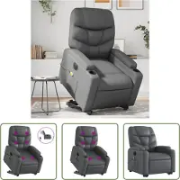 The Living Store Massagesessel mit Aufstehhilfe Elektrisch Grau Kunstleder