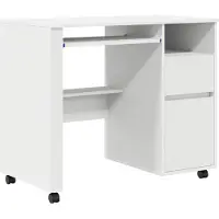 Syfax Tisch mit Rädern mit Regal Weiß 91 x 50 x 77 cm Holzwerkstoff