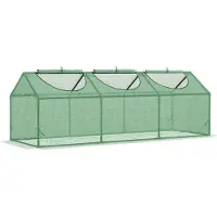 Moonbite Mini-Tomatenhaus 180×60×60 cm, Frühbeet mit aufrollbaren Reißverschlussfenstern, wasserdichte UV-beständige Haube, für Garten und Balkon, Stahl, Grün