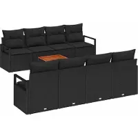 Syfax Gartensofa-set 9 stk. Schwarz Poly-Rattan