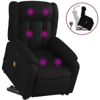 Syfax Massagesessel mit Aufstehhilfe Schwarz Kunstleder