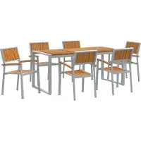 Syfax Garten Essgruppe 7 stk. Grau Massivholz Akazie