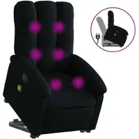 Syfax Massagesessel mit Aufstehhilfe Schwarz Stoff