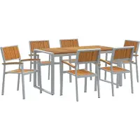 Syfax Garten Essgruppe 7 stk. Grau Massivholz Akazie
