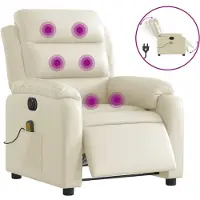 Syfax Massagesessel Elektrisch Creme Kunstleder