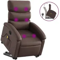 Syfax Massagesessel mit Aufstehhilfe Braun Kunstleder