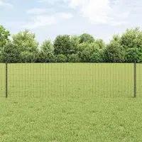 Syfax Euro-Zaun mit Pfosten 50 x 0,6 m PVC-beschichteter Stahl Grau