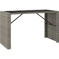 Syfax Bartisch mit Glasplatte Grau 185x80x110 cm Poly Rattan