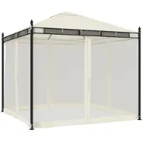 Syfax Pavillon mit Netzwänden Creme 2,93x2,93 m Stahl