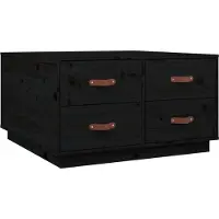 Syfax Couchtisch Schwarz 80x80x45 cm Massivholz Kiefer