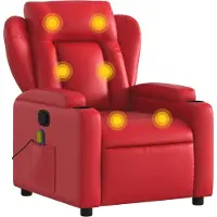 Syfax Roter Massagesessel aus fleckenabweisendem Kunstleder mit 6-Punkt-Massagefunktion, verstellbar, Getränkehalter, 77x94,5x100 cm