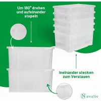 Novaliv Aufbewahrungsbox mit Deckel 27L Anthrazit Nestbar stapelbare Plastikbox mit Clipverschluss Eurobox Kunststoffbox BPA-frei 46,5x36,5x24 cm