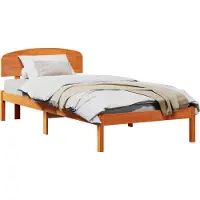Syfax Bettrahmen Wachsbraun 90 x 190 cm Massives Kiefernholz