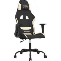 Syfax Gaming-Stuhl mit Massagefunktion Schwarz und Creme Stoff