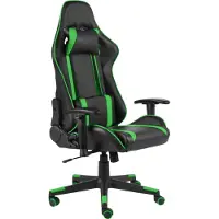 Syfax Grüner PVC Gaming-Stuhl, ergonomisch, höhenverstellbar, drehbar, verstellbare Rückenlehne, 68x69x123-133 cm, bis 110 kg