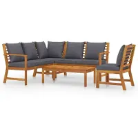Syfax 5-tlg. Garten-Lounge-Set mit Auflagen Massivholz Akazie