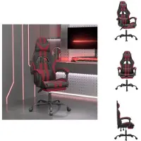 vidaXL Gaming-Stuhl mit Fußstütze Schwarz und Weinrot Kunstleder - Gaming-Sessel