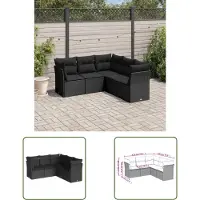 The Living Store 5-tlg. Garten-Sofagarnitur mit Kissen Schwarz Poly Rattan