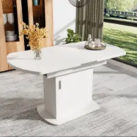 STILVORA Esstisch mit Stauraum, Ausziehbarer Küchentisch mit Staufächer und Aufbewahrungsschränke, einziehbare Design, auch als idealer Arbeitstisch oder kreativer Raum, weiß+silberner Griff