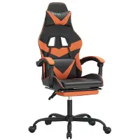Syfax Gaming-Stuhl mit Fußstütze Schwarz und Orange Kunstleder