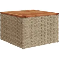 Syfax Gartentisch Beige 55x55x37 cm Poly Rattan und Akazienholz