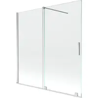 Mexen Velar Badewannen-Faltwand 2-flügelig verschiebbar 160 x 150 cm, transparent, Chrom - 896-160-000-01-01