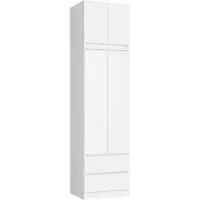 Akord Kleiderschrank Mit Aufsatz 2 Türen 2 Schubladen Weiß 60X51X234 Cm