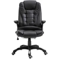 Syfax Bürostuhl Schwarz Kunstleder, höhenverstellbar, 360 Grad drehbar, 110 kg belastbar, 50 mm Rollen