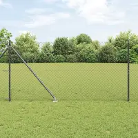 Syfax Zaunpfosten Grau 10 x 1,4 m (40 x 40 mm Maschen) Stahl und PVC