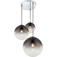 Globo Hängelampe Varus, rauchgrau, Ø 51 cm, Glas, 3-flg.