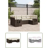 The Living Store 6-tlg. Garten-Sofagarnitur mit Kissen Braun Poly Rattan