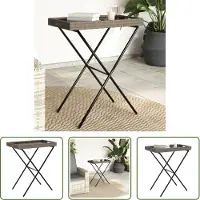 The Living Store Tabletttisch Klappbar Grau 65x40x75 cm Poly Rattan