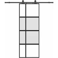 Syfax Schiebetür mit Beschlag Schwarz 76x205 cm Hartglas