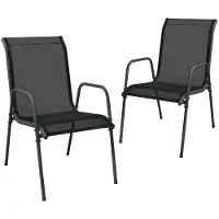 Syfax Gartenstühle 2 Stk. Stahl und Textilene Schwarz