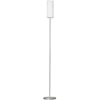 Eglo Stehlampe Troy 3, 1 flammige Stehleuchte, Material: Stahl, Farbe: Nickel matt, Glas: satiniert weiß, Fassung: E27, inkl. Trittschalter