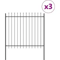 Syfax Gartenzaun WOERDEN 3 stk. 5,1 x 1,5 m Pulverbeschichteter Stahl
