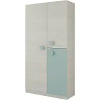 Dmora Garderobe Dgorett, Kleiderschrank im Schlafzimmer, Schrank mit 3 Türen und 3 Einlegeböden mit Kleiderstange, 90x52h200 cm, Grau und blaugrün