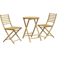 Syfax 3-tlg. Klappbares Bambus Bistro-Set für 2 Personen, Sitzhöhe 45,5 cm, bis 130 kg belastbar
